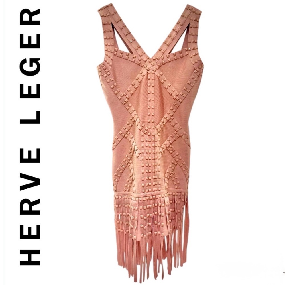 Hervé Léger Studded Bandage Fringe
Geometric Panel Fringe Hem Bodycon Dress M